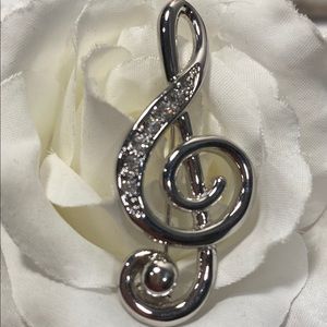 Music Lover Treble Clef Brooch Silver Color